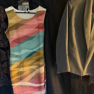 VENUS Abstract Wave Mini Dress in Pink and Blue